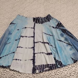 Liquid Blue Mini Skater Skirt with Tie Front